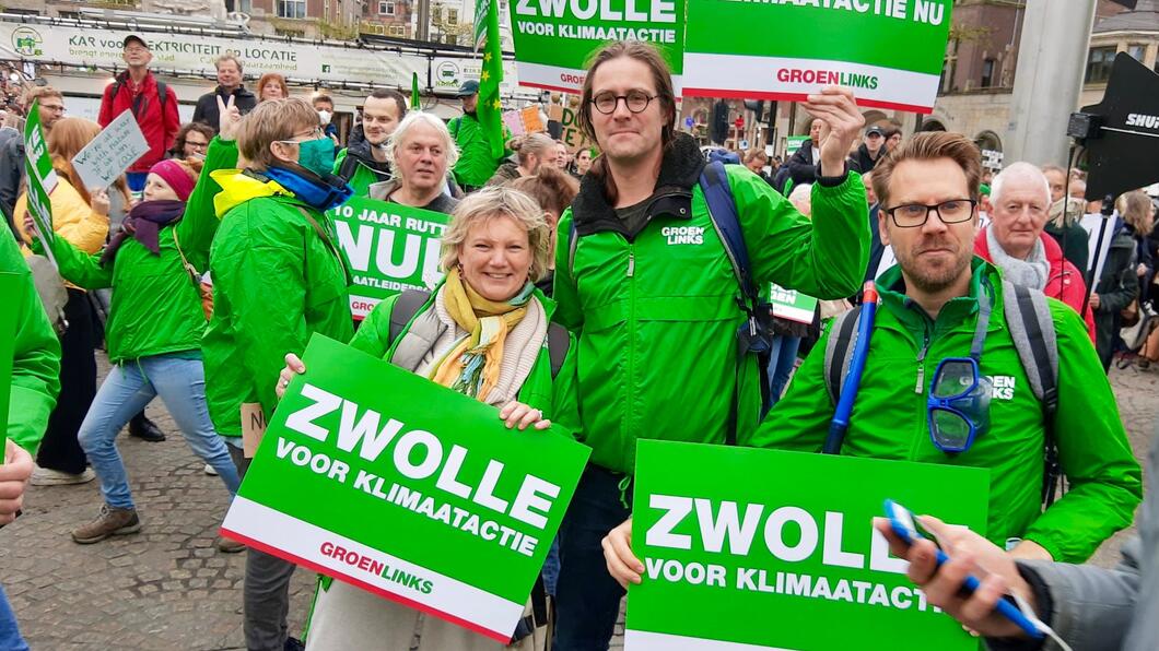 Monique Schuttenbeld, Eildert Noorda en Riemer van Beem bij de Klimaatmars