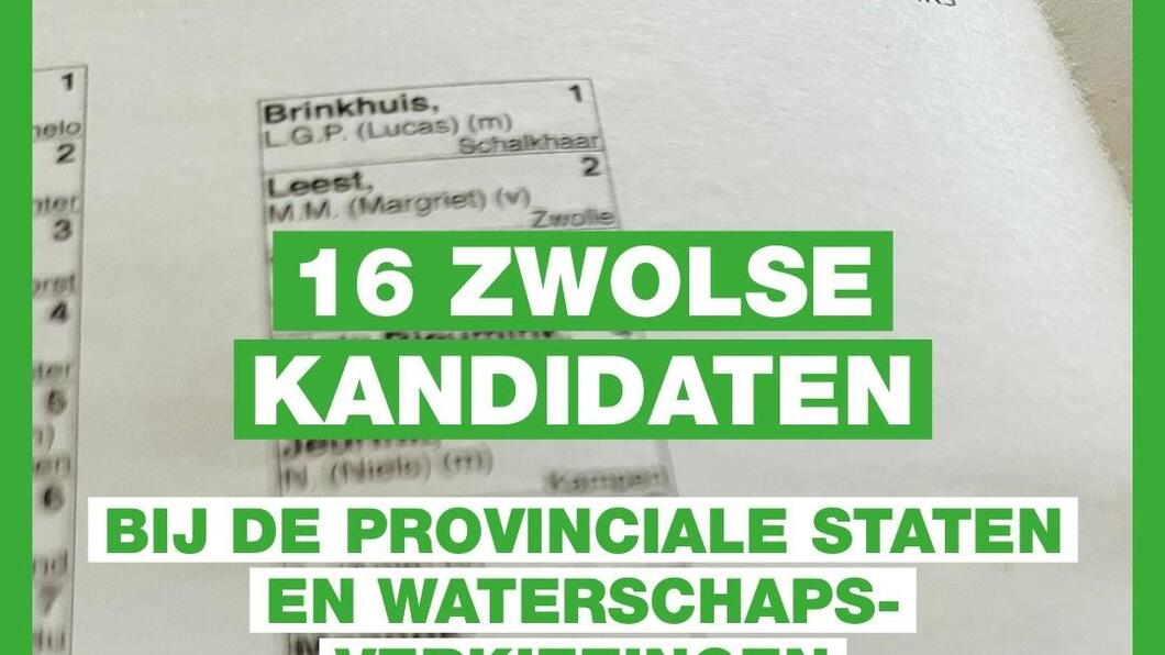 16 Zwolse kandidaten PS