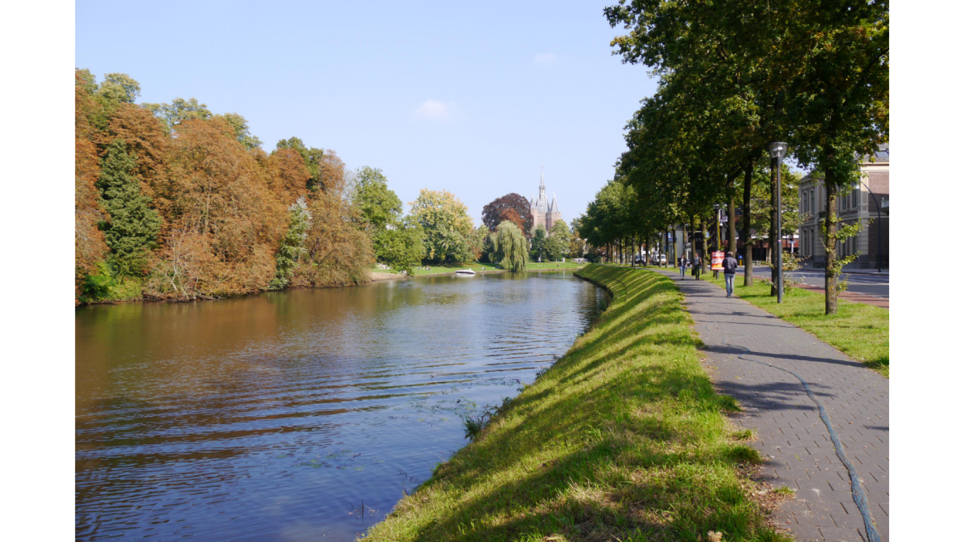 De Zwolse gracht met rechts een looppad.